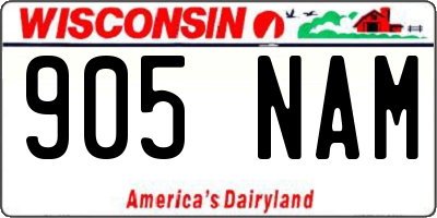 WI license plate 905NAM