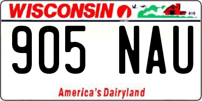 WI license plate 905NAU