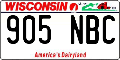 WI license plate 905NBC