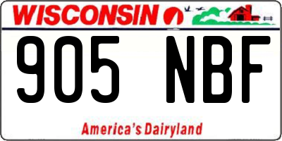 WI license plate 905NBF