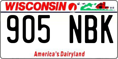 WI license plate 905NBK