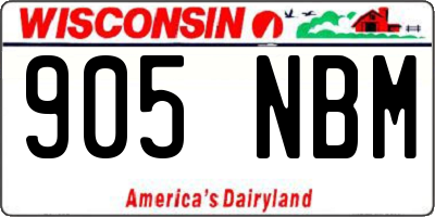 WI license plate 905NBM