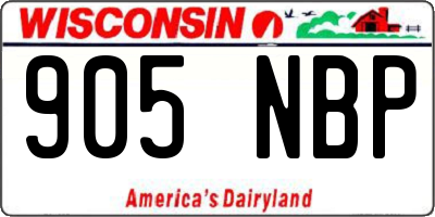 WI license plate 905NBP