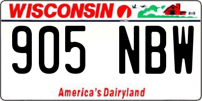 WI license plate 905NBW