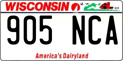 WI license plate 905NCA