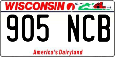 WI license plate 905NCB