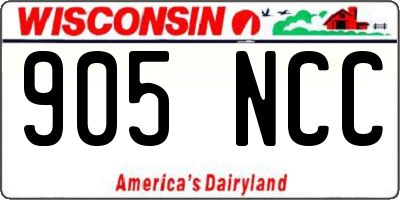 WI license plate 905NCC