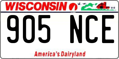 WI license plate 905NCE