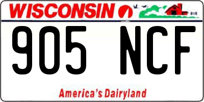 WI license plate 905NCF