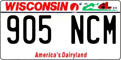 WI license plate 905NCM