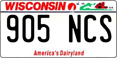 WI license plate 905NCS