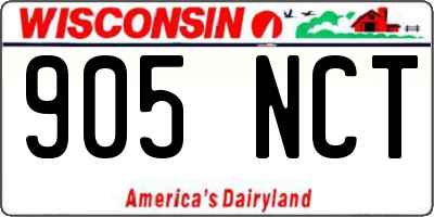 WI license plate 905NCT