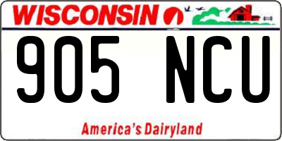 WI license plate 905NCU