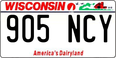 WI license plate 905NCY