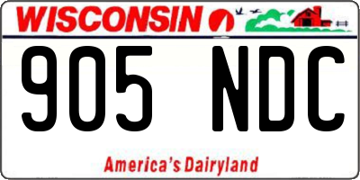 WI license plate 905NDC