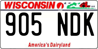 WI license plate 905NDK