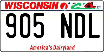 WI license plate 905NDL