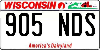 WI license plate 905NDS
