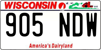 WI license plate 905NDW