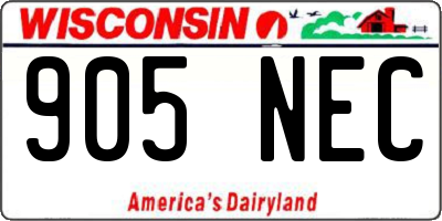 WI license plate 905NEC