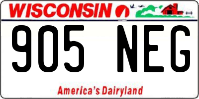 WI license plate 905NEG