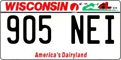 WI license plate 905NEI