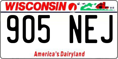 WI license plate 905NEJ