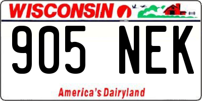 WI license plate 905NEK