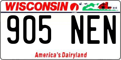WI license plate 905NEN