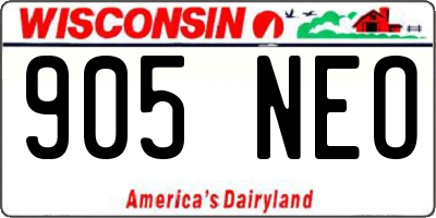 WI license plate 905NEO