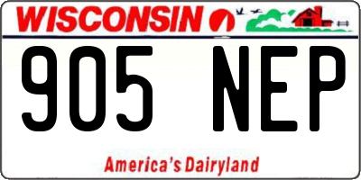 WI license plate 905NEP