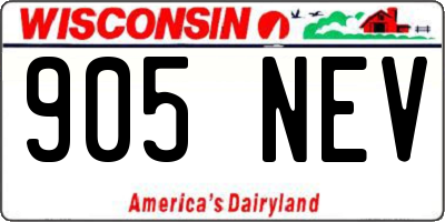 WI license plate 905NEV