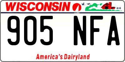 WI license plate 905NFA