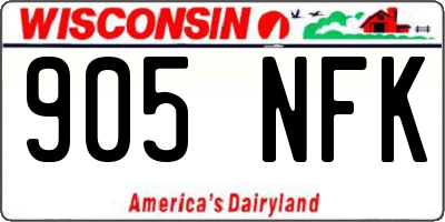 WI license plate 905NFK