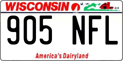 WI license plate 905NFL