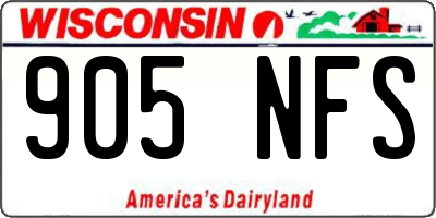 WI license plate 905NFS