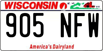 WI license plate 905NFW