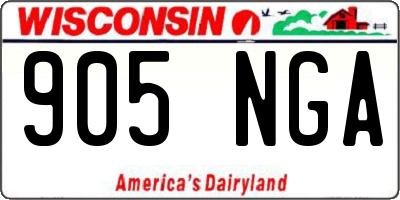 WI license plate 905NGA
