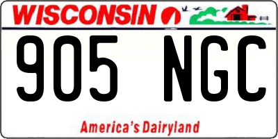 WI license plate 905NGC