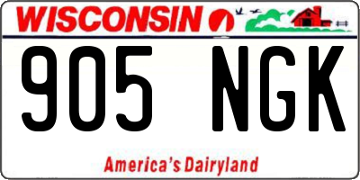 WI license plate 905NGK
