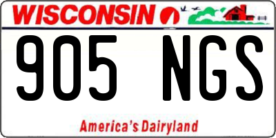 WI license plate 905NGS