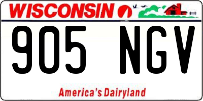 WI license plate 905NGV
