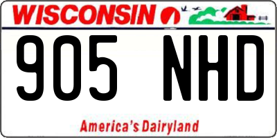 WI license plate 905NHD