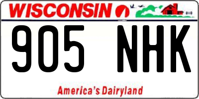 WI license plate 905NHK