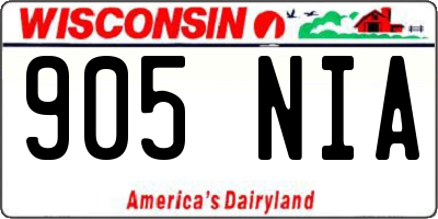 WI license plate 905NIA