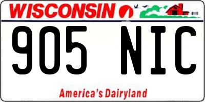 WI license plate 905NIC
