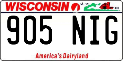 WI license plate 905NIG