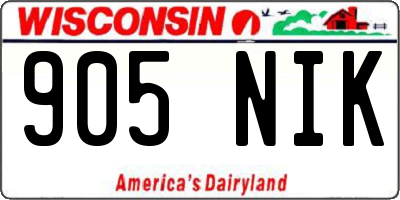 WI license plate 905NIK