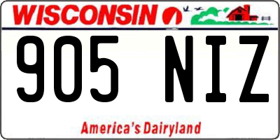 WI license plate 905NIZ