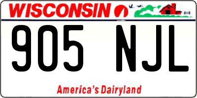 WI license plate 905NJL